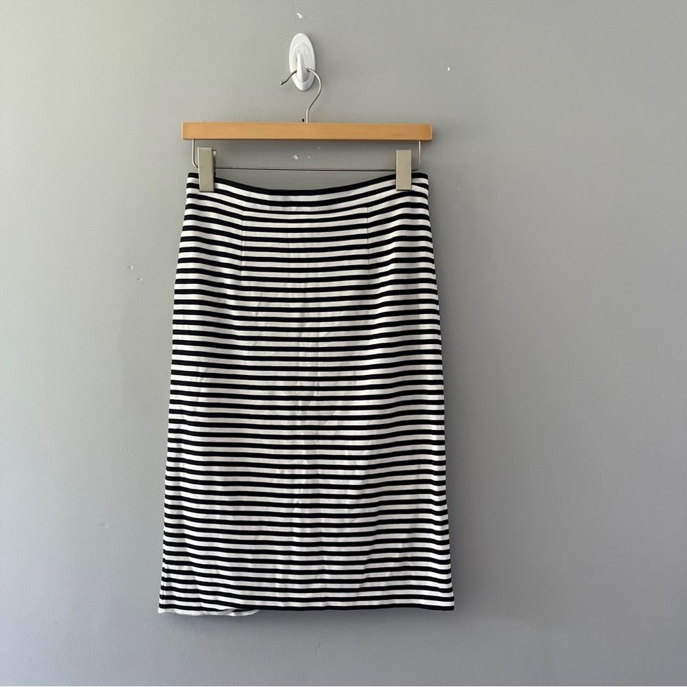 Tibi Elsa Striped Pencil Skirt Black White Slim Stretch Size 4